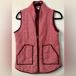 Katydid Red White Chevron Stitched Zip Up Vest, Size XS